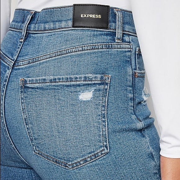 Express Super Highrise Ripped Modern Straight Jeans, 10R - Picture 7 of 8